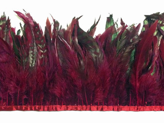 Burgundy Chinchilla Rooster Feathers Trim