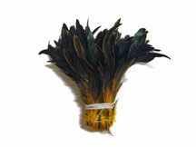  Yellow Gold Half Bronze Natural Dyed Coque Tail Strung Wholesale Feathers (Bulk)