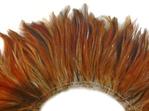 4 Inch Strip - Natural Red Strung Rooster Neck Hackle Feathers