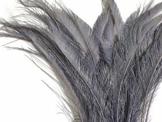 Silver Grey Bleached Peacock Swords Cut Feathers