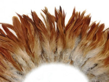 4 Inch Strip - Natural Red Strung Rooster Schlappen Feathers