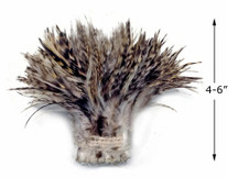 1 Yard - 4-6" Natural Grey Chinchilla Strung Chinese Rooster Saddle Wholesale Feathers (Bulk)