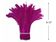 1/2 Yard - 8-10" Fuchsia Pink Strung Natural Bleach & Dyed Rooster Coque Tail Wholesale Feathers (Bulk)