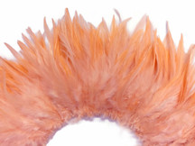 4 Inch Strip – 4-6” Dyed Champagne Strung Chinese Rooster Saddle Feathers 
