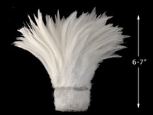 1 Yard - 6-7" Natural White Strung Chinese Rooster Saddle Wholesale Feathers (Bulk)