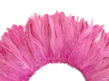 2.5  Inch Strip -  Candy Pink Strung Natural Bleach & Dyed Coque Tails Feathers