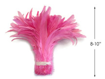1/2 Yard - 8-10" Candy Pink Strung Natural Bleach & Dyed Rooster Coque Tail Wholesale Feathers (Bulk)