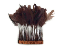 Dark Brown eyelash trim rooster tail feathers