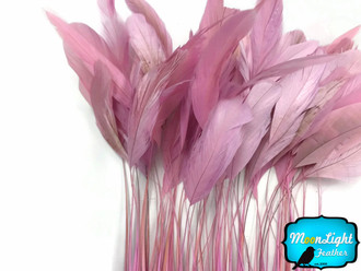 1 Yard - Light Pink Stripped Coque Tail Feathers Wholesale (Bulk)