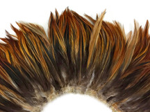 4 Inch Strip - Furnace Red Strung Rooster Neck Hackle Feathers