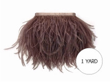 1 Yard - Mocha Ostrich Fringe Trim Wholesale Feather (Bulk)