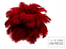 100 Pieces - 11-13" Burgundy Ostrich Drabs Wholesale Body Feathers (Bulk)