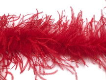 2 Yards - Red 2 Ply Ostrich Medium Weight Fluffy Feather Boa