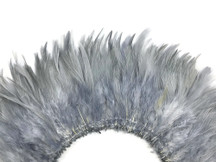 4 Inch Strip – 4-6” Dyed Silver Gray Strung Chinese Rooster Saddle Feathers 