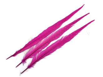10 Pieces - 20-22" HOT PINK Long Ringneck Pheasant Tail Feathers