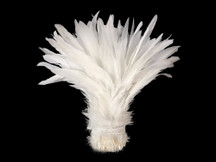 1/2 Yard -  WHITE Strung Natural Bleach Coque Tails Wholesale Feathers (bulk)