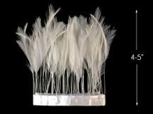 1 Yard - White Stripped Rooster Neck Hackle Eyelash Wholesale Feather Trim (Bulk)