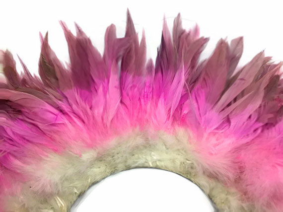 4 Inch Strip Bleached Strung Rooster Schlappen Feathers | Moonlight Feather