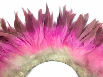 2 Inch Strip - PINK MAGENTA Ombre Bleached and Dyed Strung Rooster Schlappen Feathers