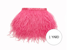1 Yard - Candy Pink Ostrich Fringe Trim Wholesale Feather (Bulk)