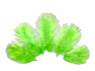 1 Pack Chartreuse Green Turkey Marabou Short Down Fluff Loose Feathers 0.10 Oz.