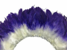 2 Inch Strip - Eggplant Two Tone Bleached & Dyed Strung Rooster Schlappen Feathers