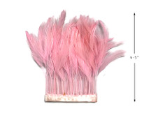 1 Yard - Light Pink Stripped Rooster Neck Hackle Eyelash Wholesale Feather Trim (Bulk)