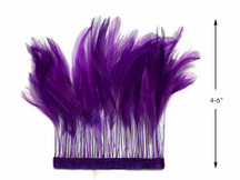 1 Yard - Purple Stripped Rooster Neck Hackle Eyelash Wholesale Feather Trim (Bulk)