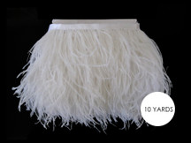 10 Yards - Snow White Ostrich Fringe Trim Wholesale Feather (Bulk)