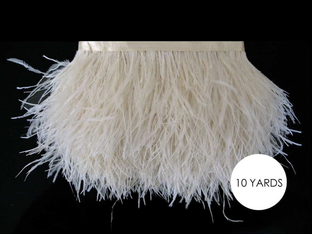 Ｐｒｅｍｉｕｍ Ｌｉｎｅ EXPO FT4039WH-10 10 Yards of Natural Ostrich Feather Trim,  White並行輸入