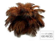 100 Pieces - 11-13" Dark Brown Ostrich Drabs Wholesale Body Feathers (Bulk)