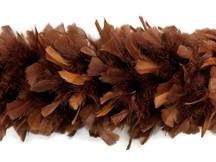 2 Yards - Brown Heavy Weight Turkey Flat Feather Boa, 150 Gram
