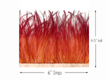 6 Inch Strip - Sunset Orange Ombre Ostrich Fringe Trim Feather
