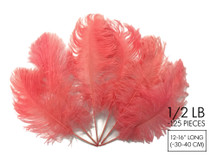 1/2 Lb - 12-16" Rose Pink Ostrich Tail Wholesale Fancy Feathers (Bulk)