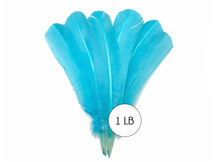 1 Lb. - Light Blue Turkey Tom Rounds Secondary Wing Quill Wholesale Feathers (Bulk)