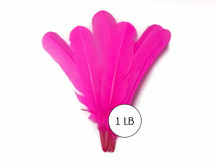 1 Lb. - Hot Pink Turkey Tom Rounds Secondary Wing Quill Wholesale Feathers (Bulk)
