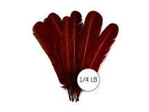 1/4 Lb - Wine Brown Turkey Tom Rounds Secondary Wing Quill Wholesale Feathers (Bulk)