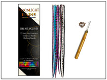 Vibrant Mix - 10 Pieces Hair Feather Extension Starter Kit with Pulling Needle & Silicone Beads