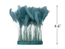 1 Yard - Sage Blue Stripped Coque Tail Feathers Wholesale Trim (Bulk)