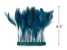 1 Yard - Teal Blue Stripped Rooster Neck Hackle Eyelash Wholesale Feather Trim (Bulk)