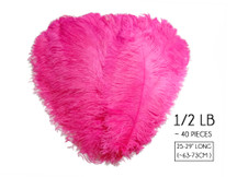 1/2 Lb. - 25-29" Hot Pink Large Ostrich Wing Plume Wholesale Feathers (Bulk) 