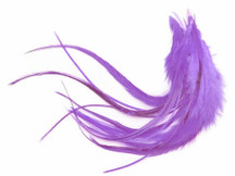 1 Dozen - Medium Solid Lavender Rooster Saddle Whiting Hair Extension Feathers