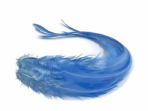 6 Pieces - Solid Light Blue Thick Long Rooster Hair Extension Feathers
