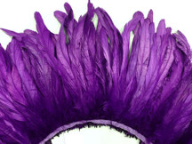2.5  Inch Strip -  Purple Strung Natural Bleach & Dyed Coque Tails Feathers