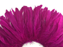 2.5  Inch Strip -  Fuchsia Pink Strung Natural Bleach & Dyed Coque Tails Feathers