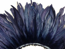 2.5  Inch Strip - Navy Blue Strung Natural Bleach & Dyed Coque Tails Feathers