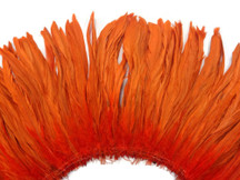 2.5  Inch Strip - Orange Strung Natural Bleach & Dyed Coque Tails Feathers