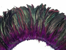 2.5  Inch Strip -  Purple Half Bronze Natural Dyed Coque Tail Strung Feathers