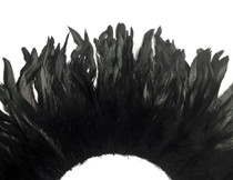 4 Inch Strip - Black Dyed Half Bronze Strung Rooster Schlappen Feathers