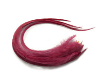 6 Pieces - Solid Claret Thick Long Rooster Hair Extension Feathers